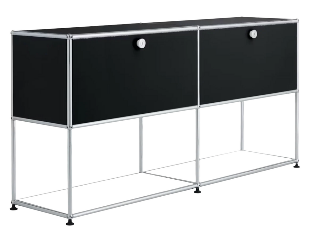 Black and Chrome Haller Credenza Storage Unit