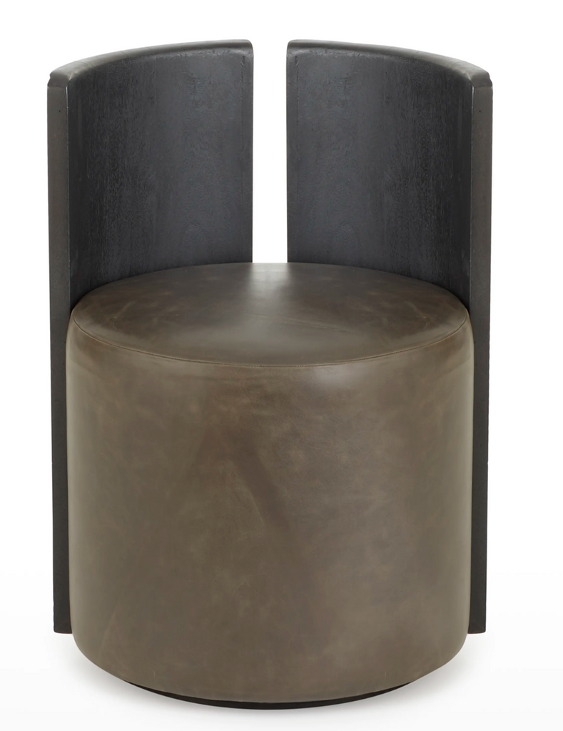 Curved Dark Brown Leather Seat