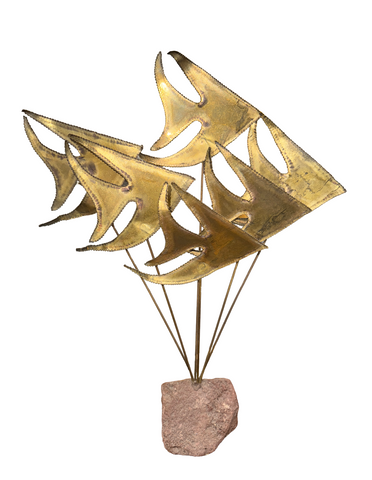Gold Abstract Fish Sculpture