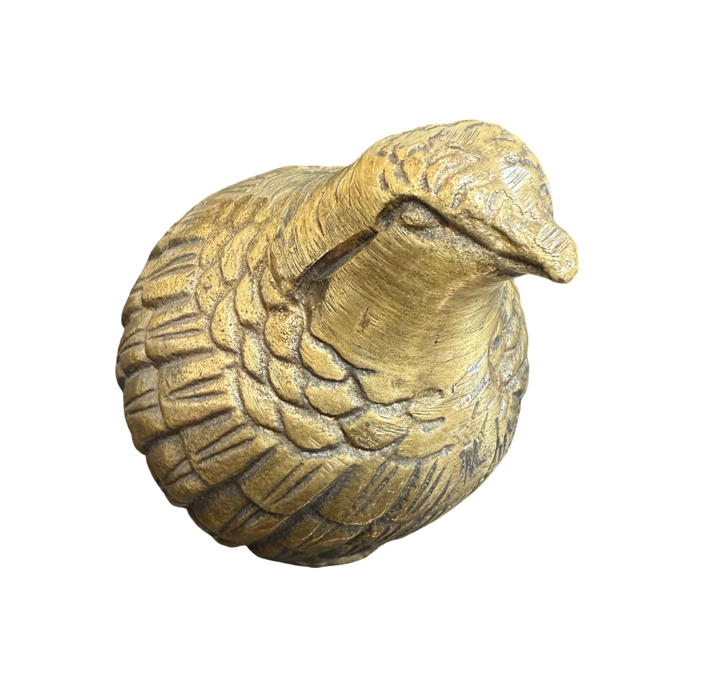 Small Gold Round Bird Figure
