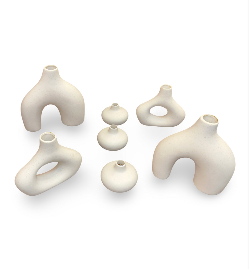 Small White Abstract Table Vases