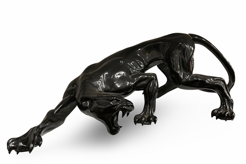 Crouched Black Panther Statue