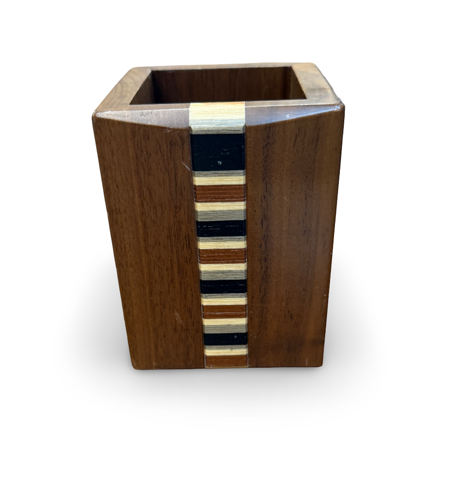 Striped Wood Pencil/Pen Holder