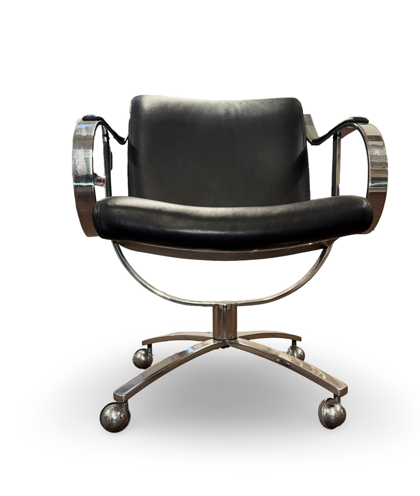 Black Leather Office Chair With Chrome Frame