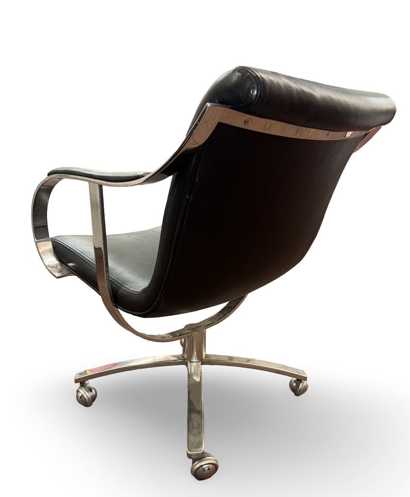 Black Leather Office Chair With Chrome Frame
