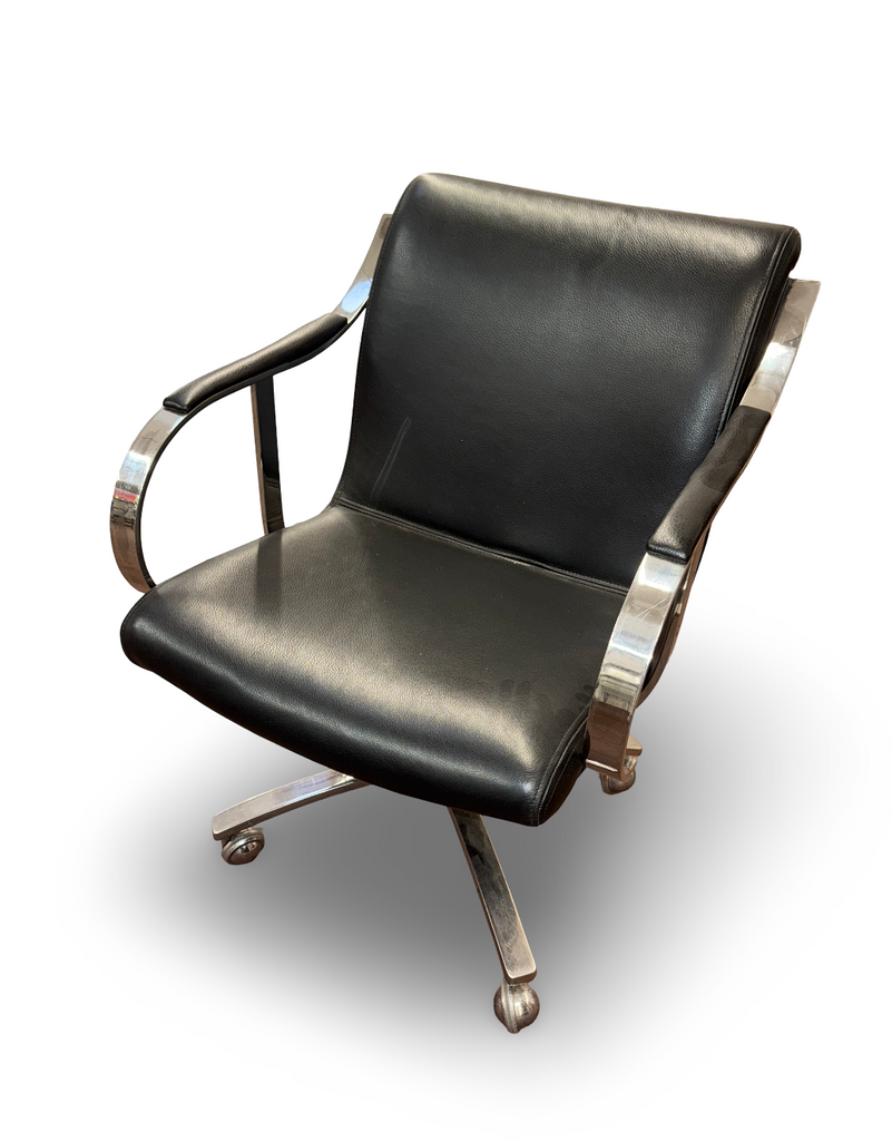 Black Leather Office Chair With Chrome Frame