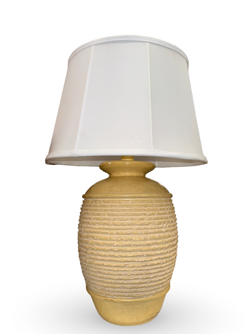 Tan Ribbed Ceramic Table Lamp