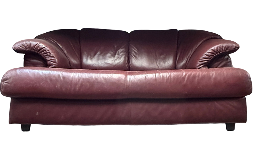 Burgundy Leather Loveseat