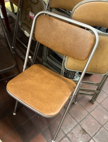 Beige Metal Folding Chair