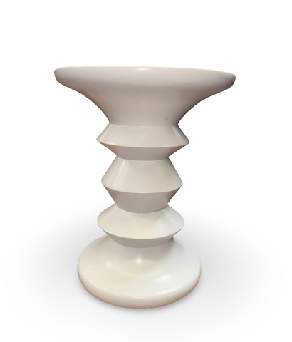 White Ribbed Side Table