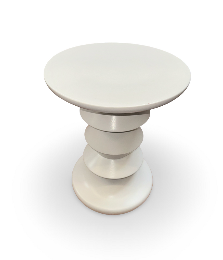 White Ribbed Side Table