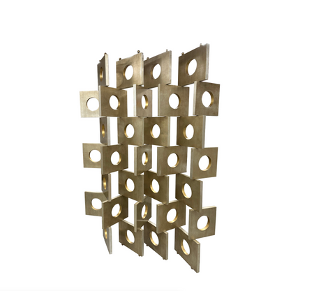 Gold Cutout Squares Folding Room Divider