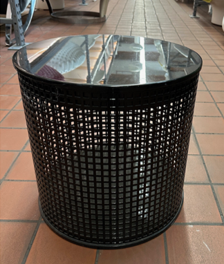 Black Mesh Cutout Round Side Table