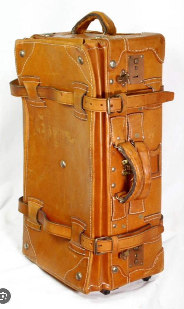 Light Tan Brown Leather Suitcase