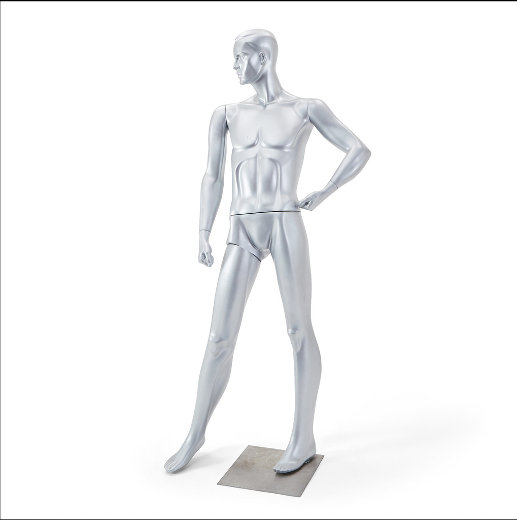 Silver Male Mannequin - With Face
