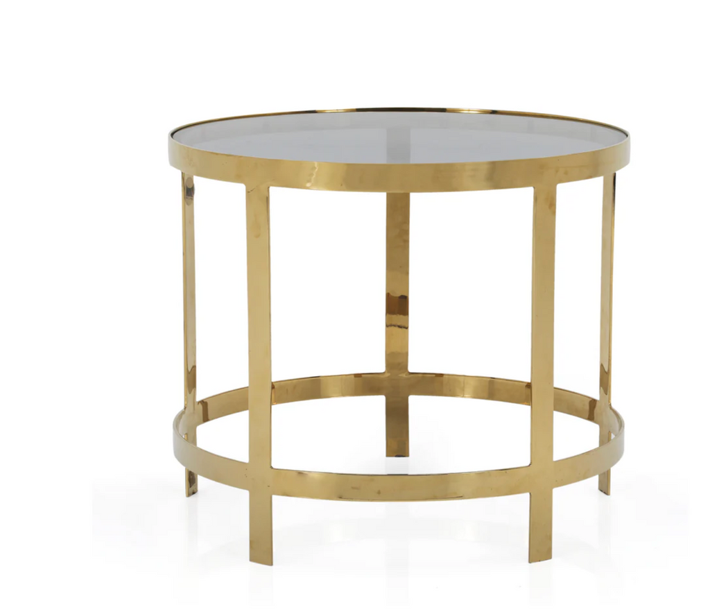Gold Brass Round Table - Glass Top