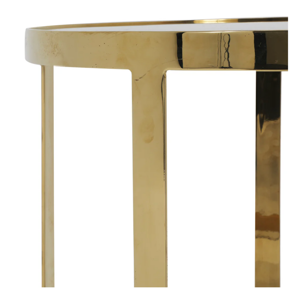 Gold Brass Round Table - Glass Top