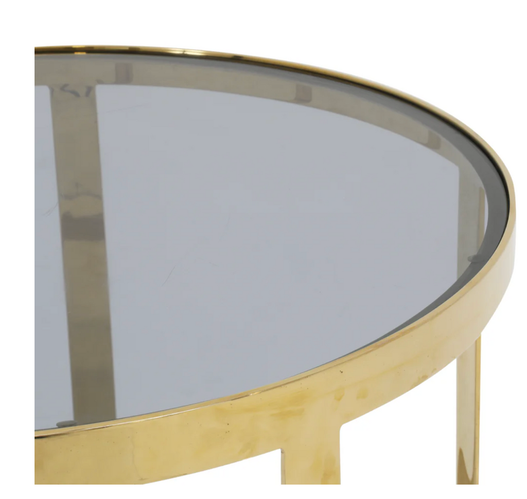 Gold Brass Round Table - Glass Top