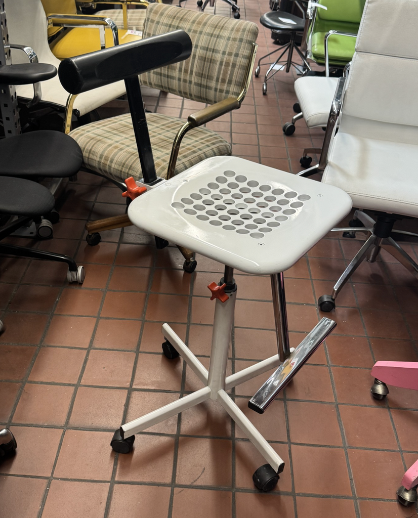 White Metal Rolling Desk Chair