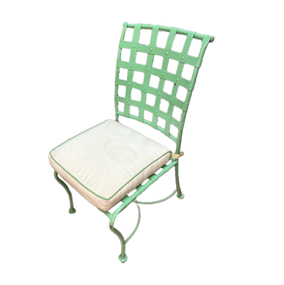 Mint Green Outdoor Patio Chair with White Cushion