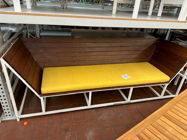 Large Wooden Bench w/ Yellow Cushion