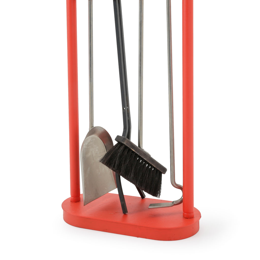Red Metal 4-PieceFireplace Tool Set