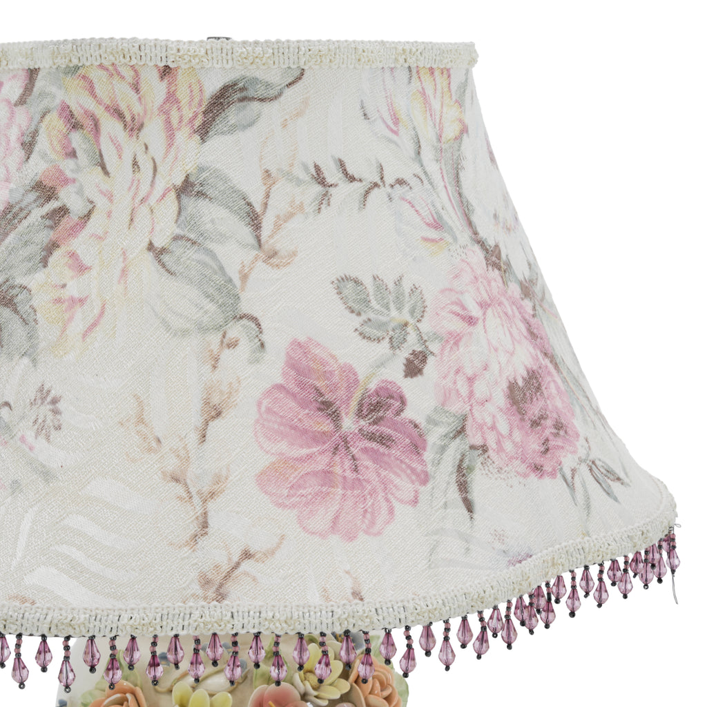 Cream Ceramic Floral Bouquet Table Lamp