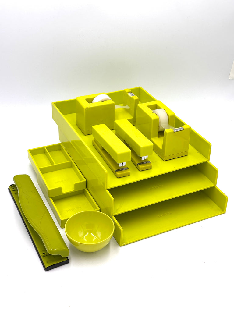 Yellow Plastic Desktop Office Organizer Set