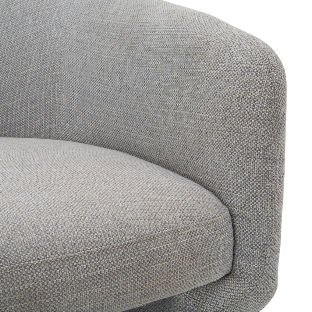 Grey Upholstered Rounded Barrel Armchair