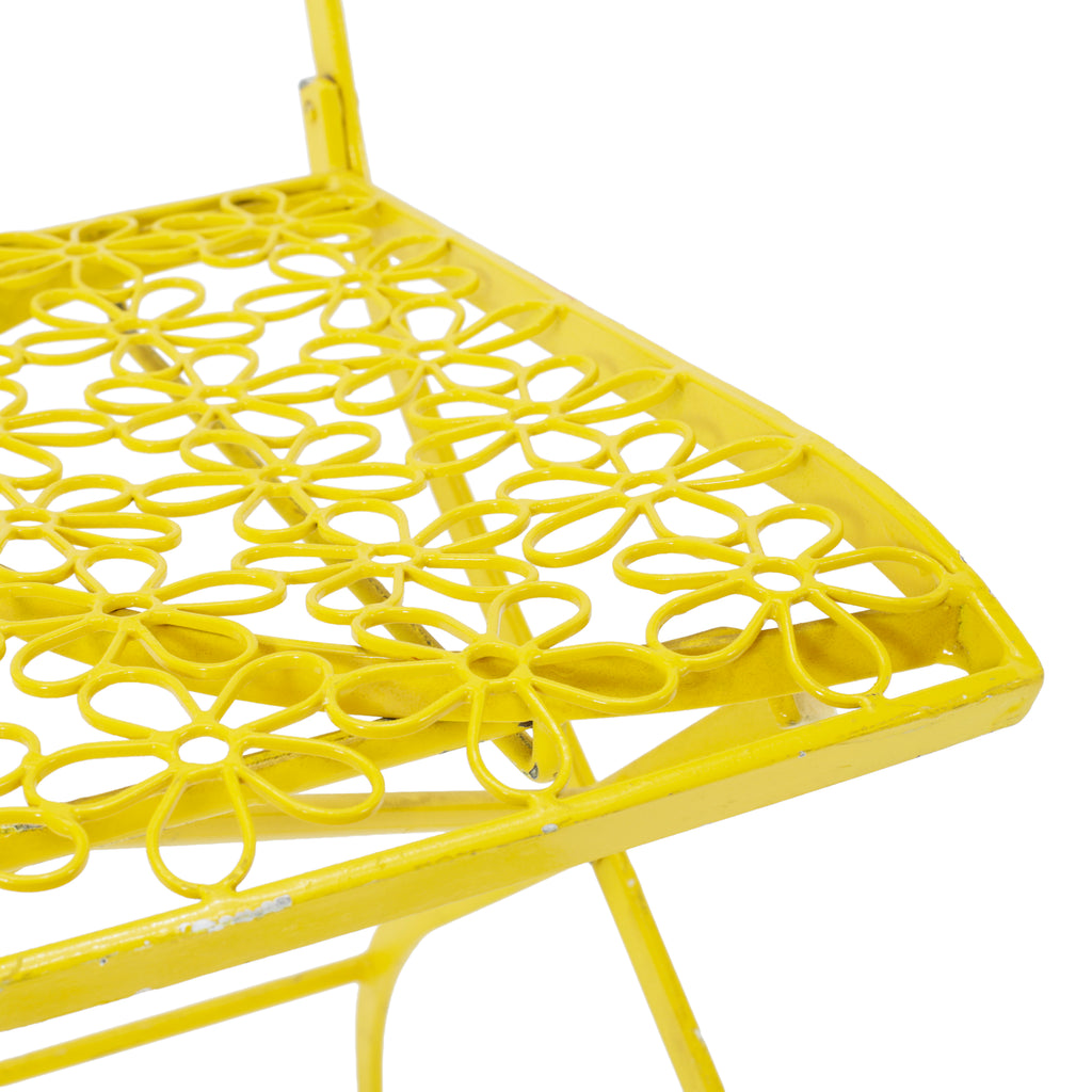 Yellow Floral Cutout Folding Chair