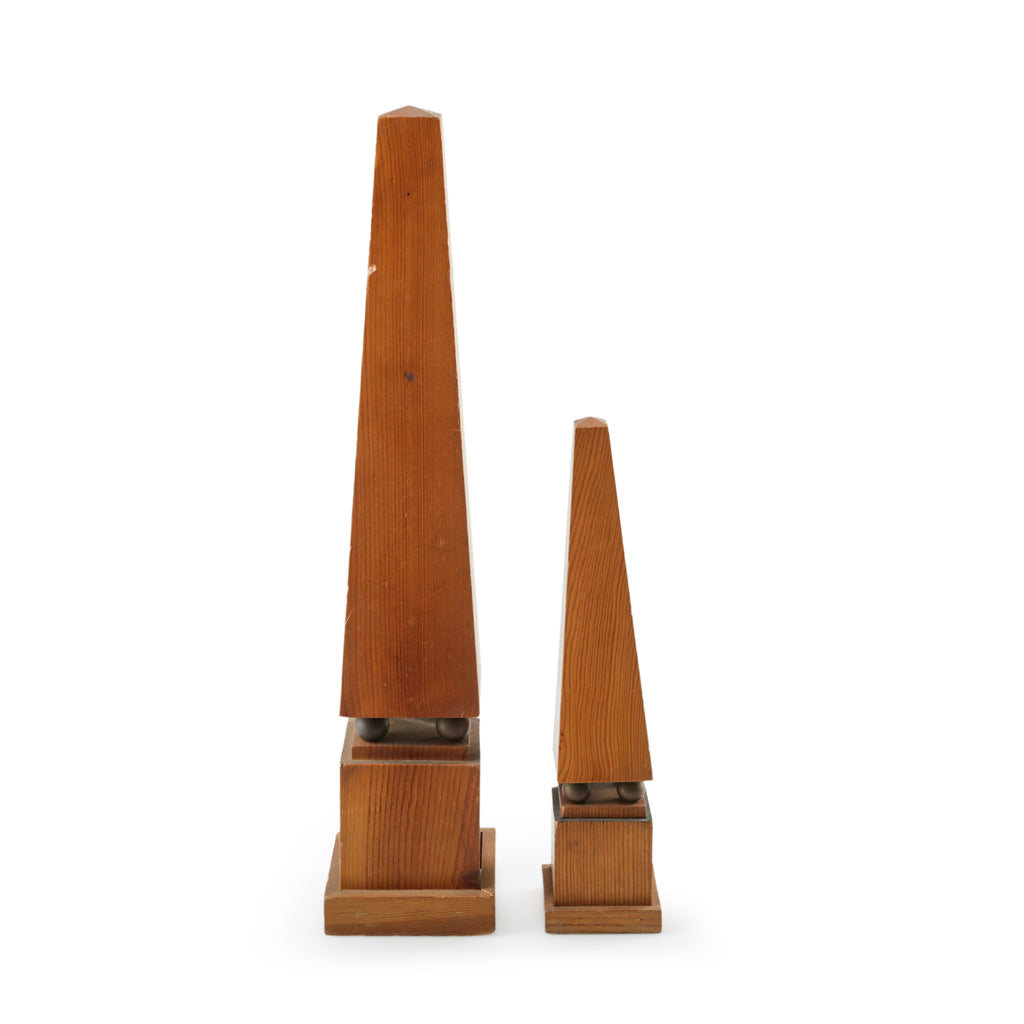 Wood Obelisk with Dark Spherical Accents