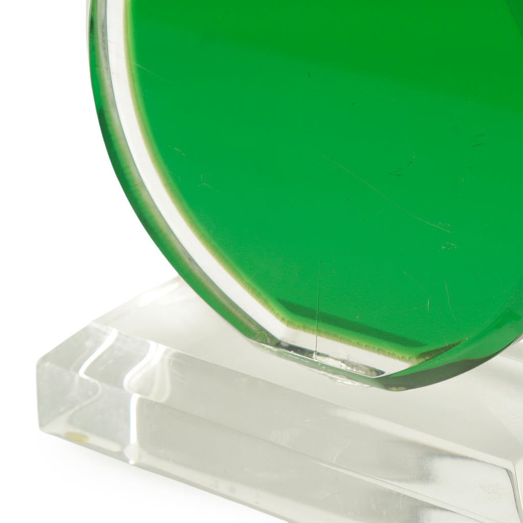 Emerald Green and Clear Acrylic Faceted Sculpture
