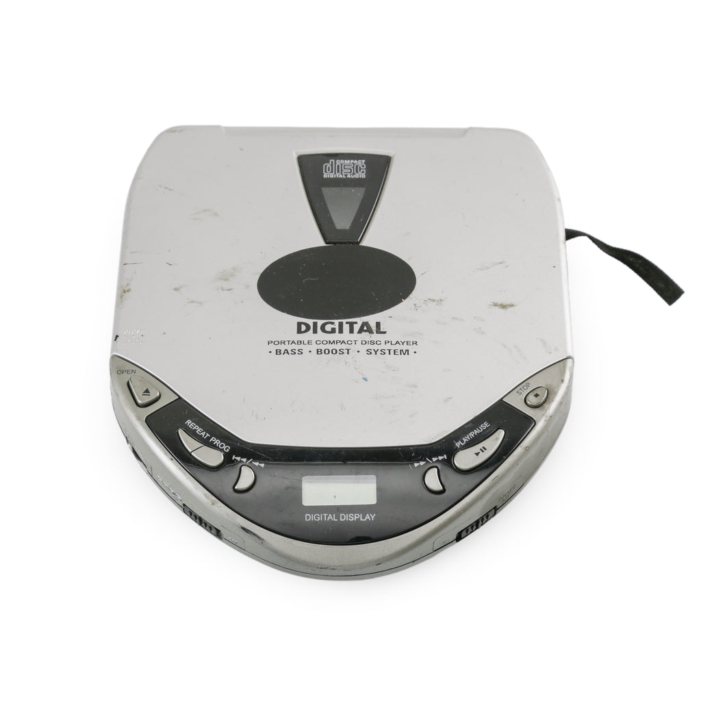 Vintage Silver and Black Portable CD Player