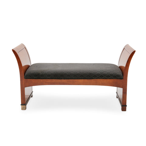 Cherry Wood Sleigh Arm Bench