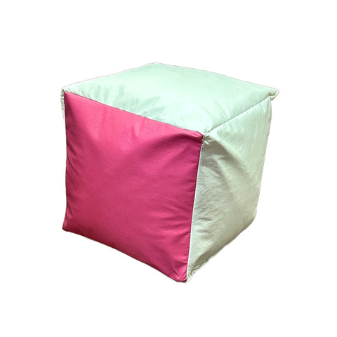 Hot Pink and White Vinyl Ottoman