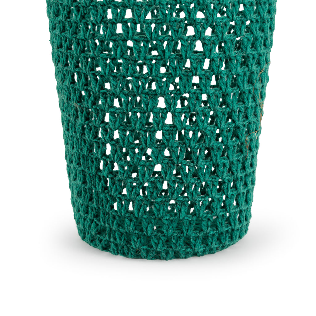 Dark Green Crocheted Cylindrical Wastebasket