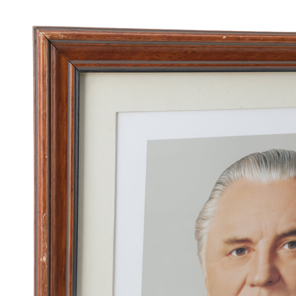 Brown Wood Framed Soviet Politician Portrait