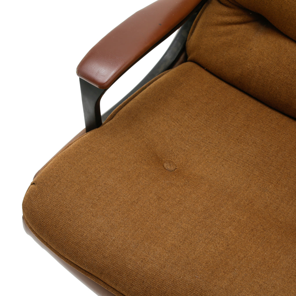 Mid-Century Brown Leather Swivel Executive Office Chair