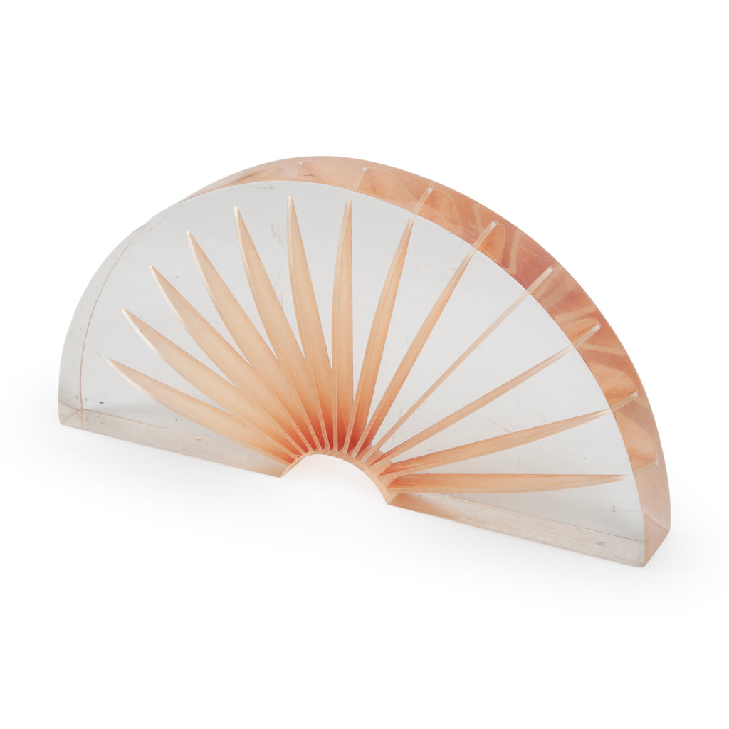 Translucent Clear and Peach Acrylic Fan-Shaped Sculpture