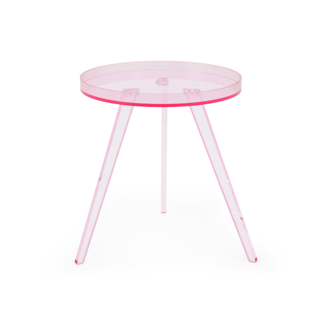 Pink Acrylic Side Table with Tapered Legs
