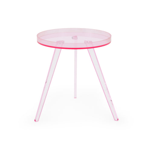 Pink Acrylic Side Table with Tapered Legs