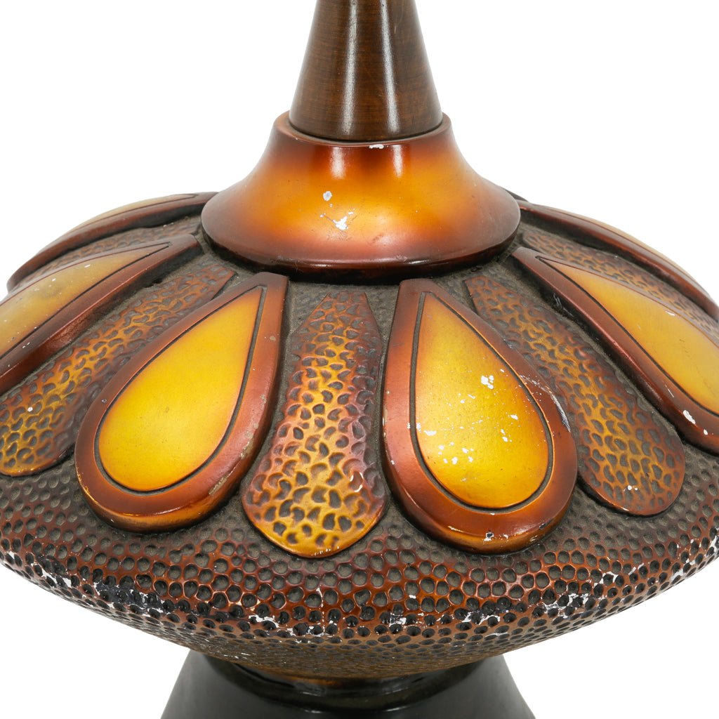 Vintage Dark Brown & Amber Textured Petal Table Lamp