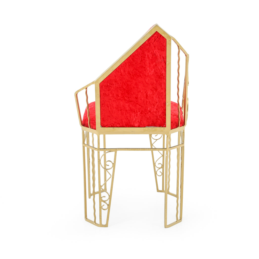 Gold and Red Asymmetrical Dining Chair