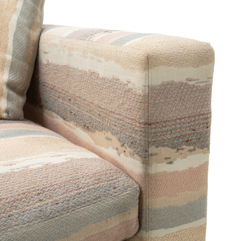 Vintage Multi-Tone Striped Upholstered Sofa
