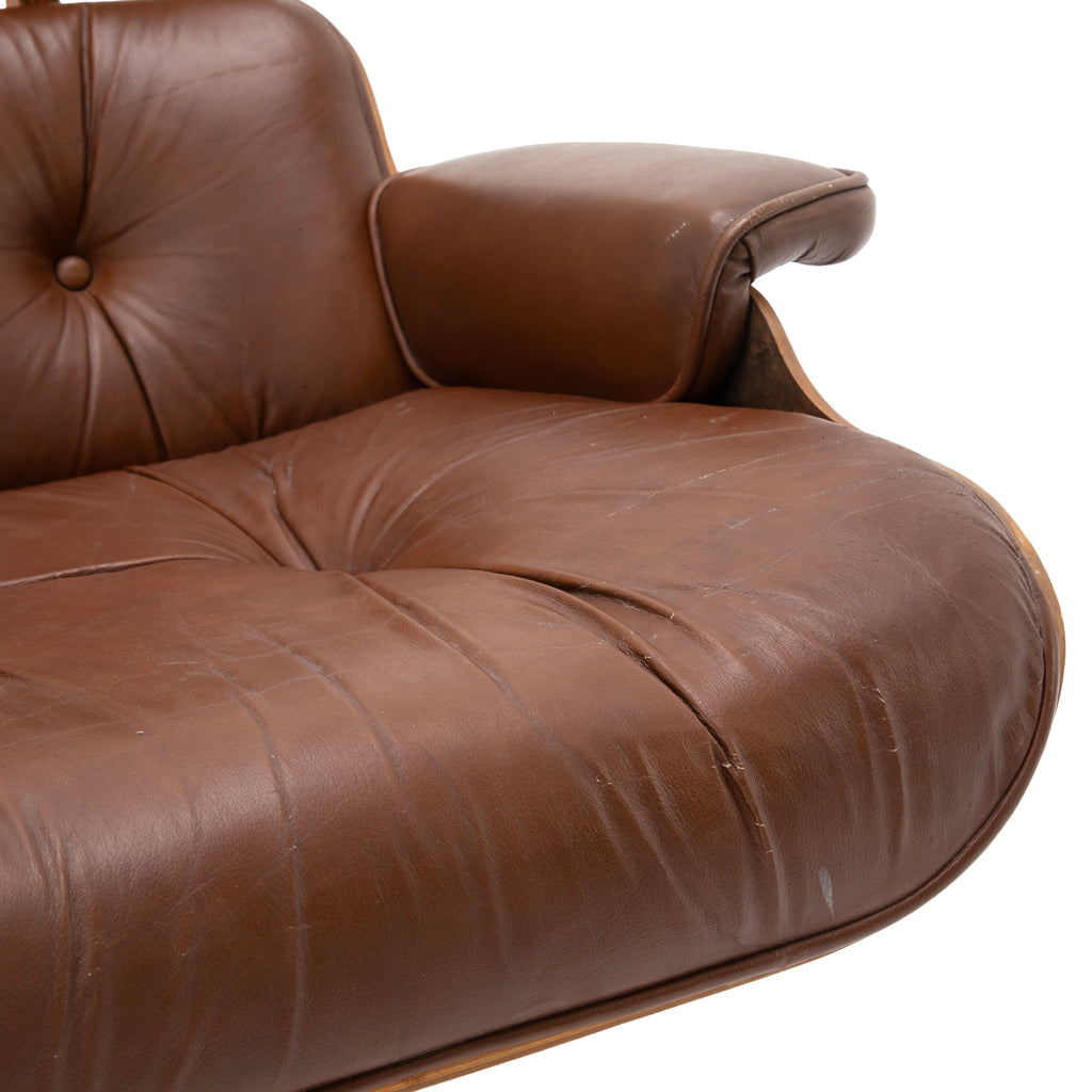 Brown Leather Eames Style Armchair