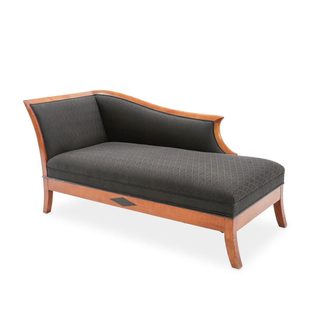 Cherry Wood and Black Diamond Pattern Chaise Lounge