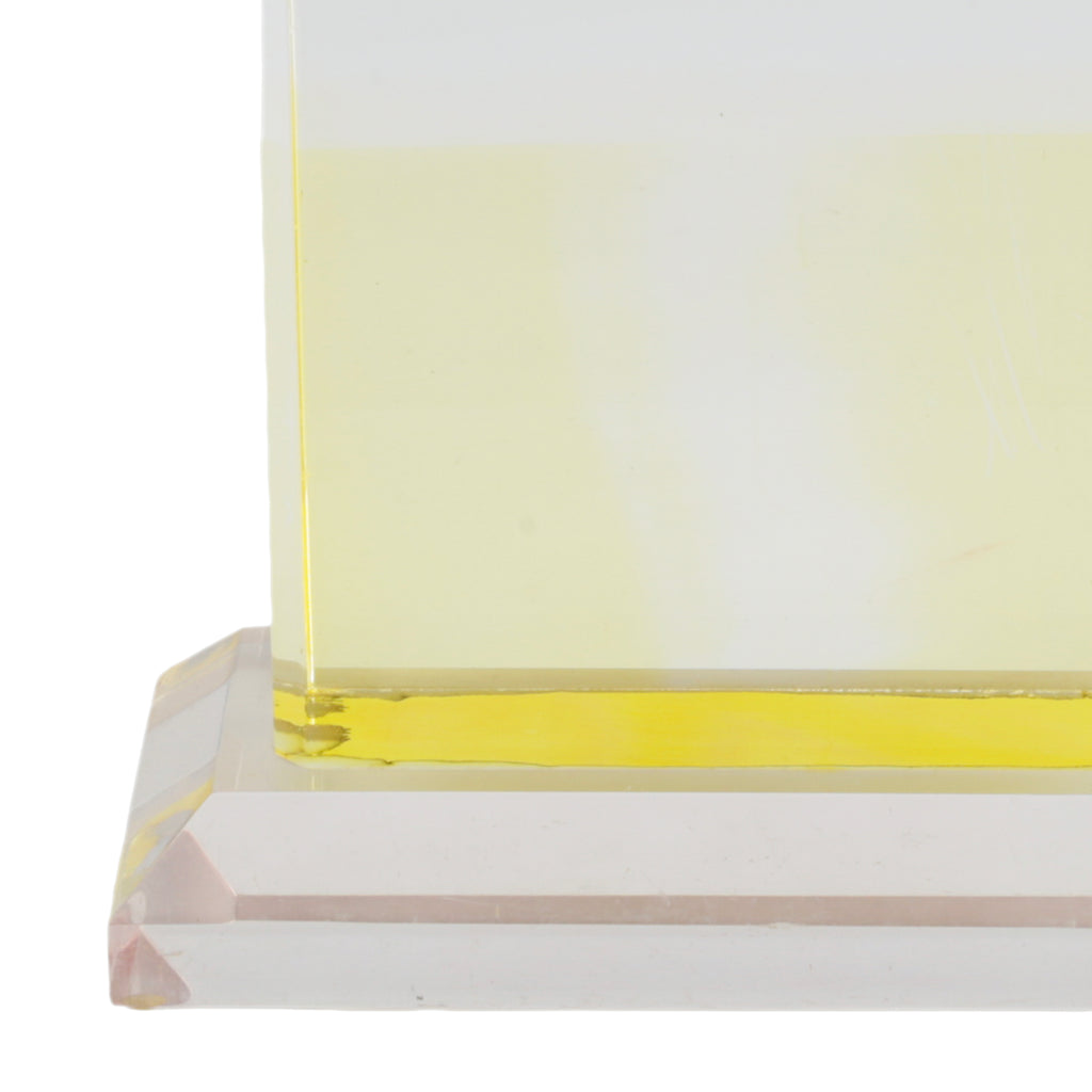 Clear and Yellow Acrylic Geometric Abstract Sculpture
