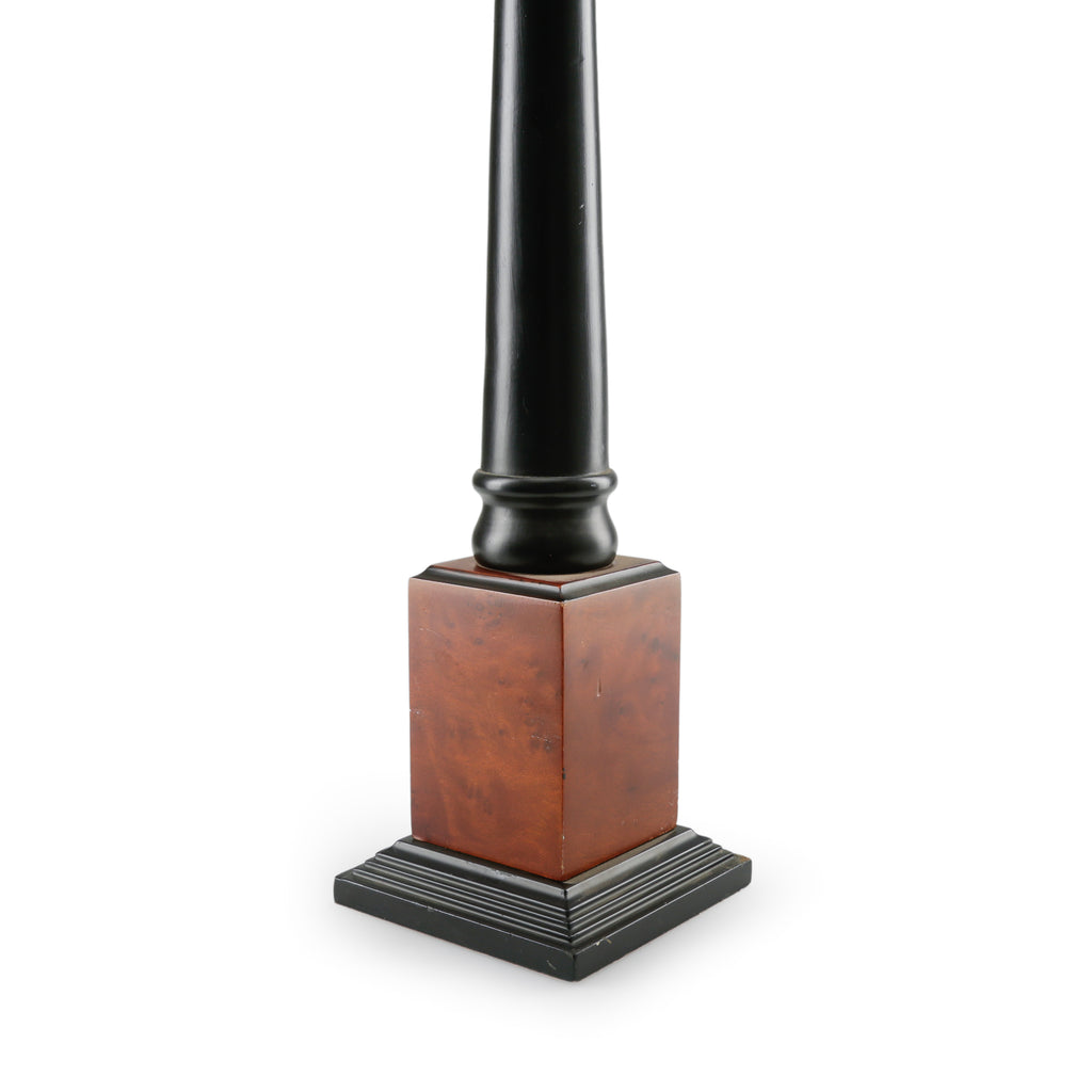 Bronze Griffin Topped Black and Wood Obelisk