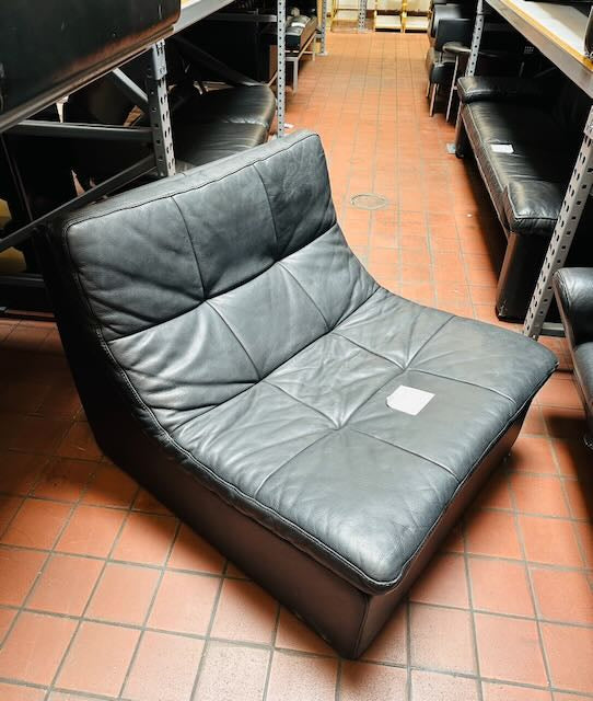 Black Leather Armless Slipper Chair