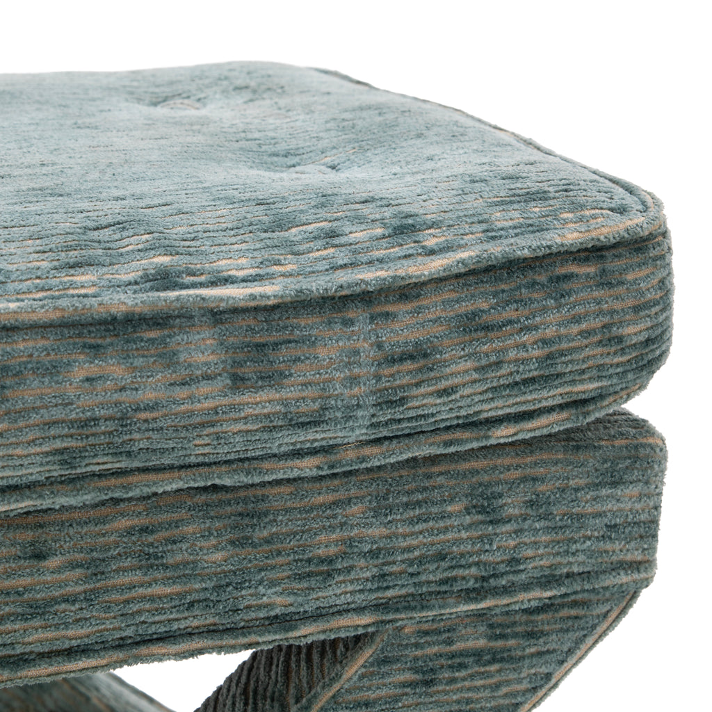 Tufted Teal X-Base Ottomans